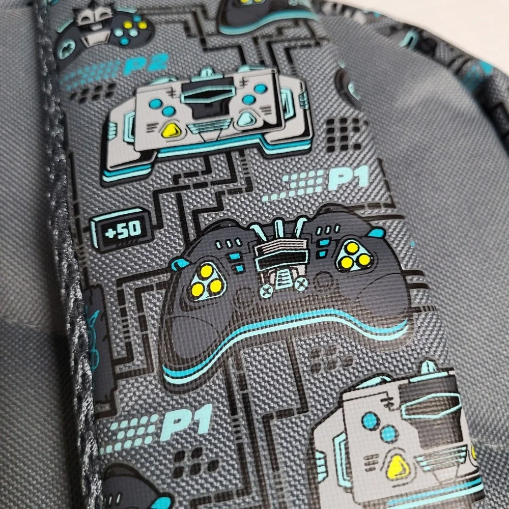 Smiggle Game On Epic Backpack Kids Gray‎ Blue Controller Gamer School Bag NEW